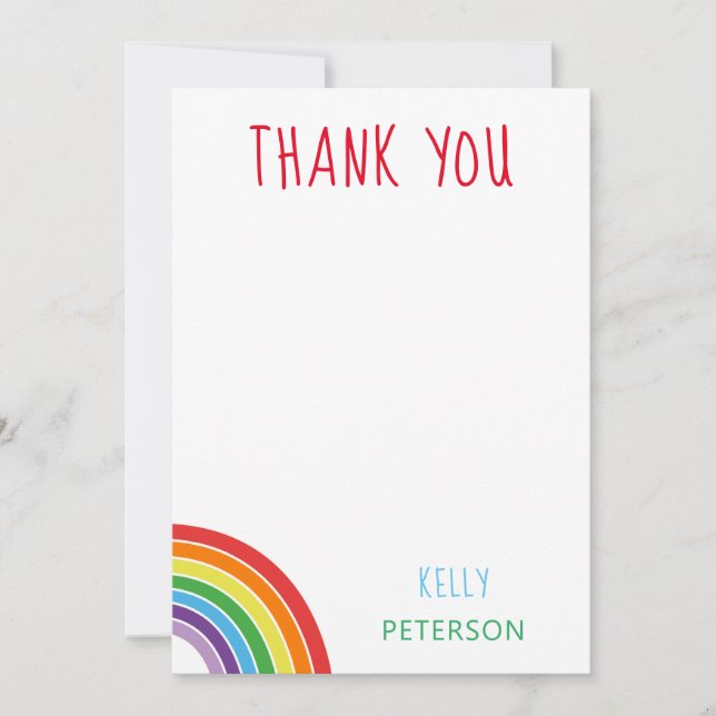 Vielen Dank Personalisiert Rainbow Kids Party Dankeskarte (Vorderseite)