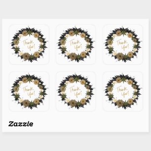 Vielen Dank, Personalisierte Blume Postage Quadratischer Aufkleber