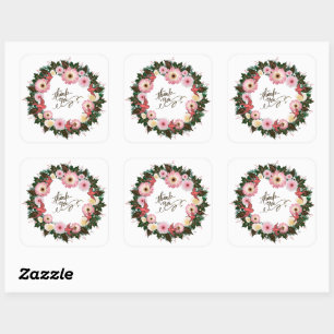 Vielen Dank, Personalisierte Blume Postage Quadratischer Aufkleber