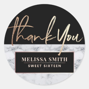 Vielen Dank Personalisierter 16. Bridal-Marmor Runder Aufkleber