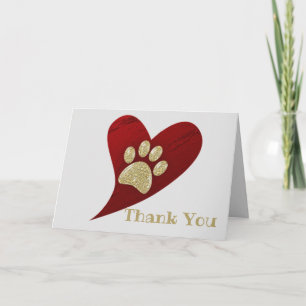 Vielen Dank Pet Sitter Gold Paw Print Wertschätzun Karte