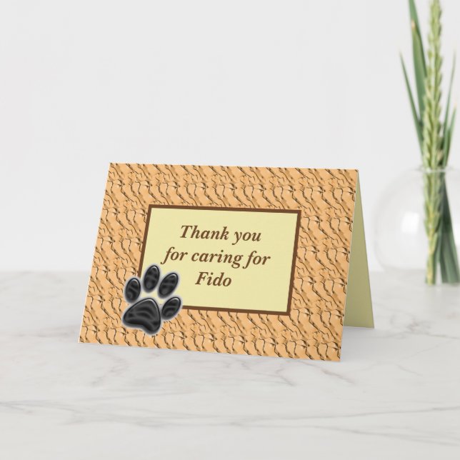 Vielen Dank Pet Sitter Light Brown mit Paw Print Karte (Vorderseite)