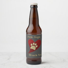 Vielen Dank Pet Sitter Paw Print Wertschätzung Bierflaschenetikett