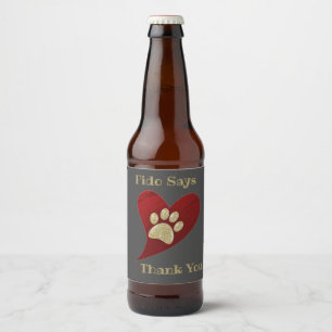Vielen Dank Pet Sitter Paw Print Wertschätzung Bierflaschenetikett