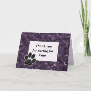 Vielen Dank Pet Sitter Reich Lila mit Paw Print Karte