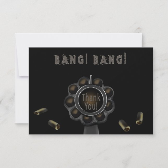Vielen Dank, Pewter Gun Barrel Einladung (Vorderseite)