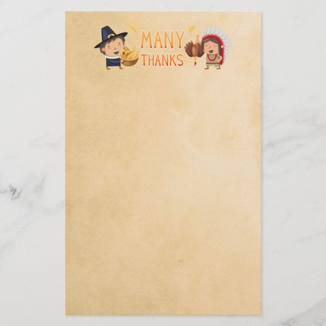 Vielen Dank, Pilgrim und Native Dankbarkeit zusamm Briefpapier (Vorderseite)