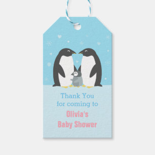 Vielen Dank Pinguin Family Baby Showmarke Geschenkanhänger