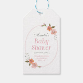 Vielen Dank Pink Baby Dusche mit zarter Blüte Geschenkanhänger