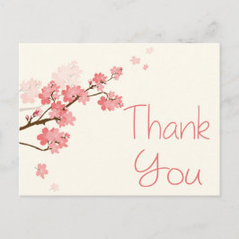 Vielen Dank Pink Cherry Blossom Floral Wedding Postkarte