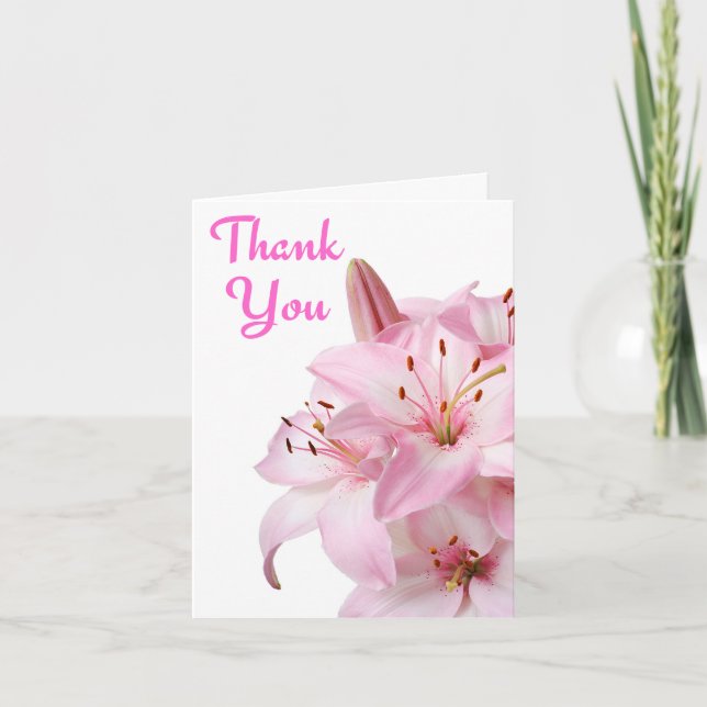 Vielen Dank Pink Day Lily Grußkarte / Notecard Dankeskarte (Vorderseite)