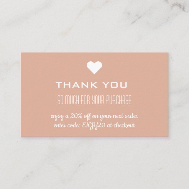 Vielen Dank Pink Discount Herzens Visitenkarte (Vorderseite)