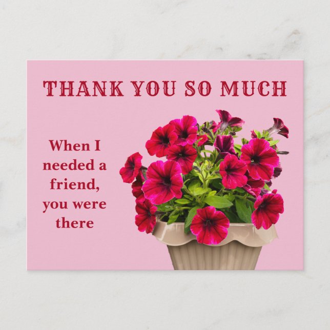 Vielen Dank Pink Floral Postcard Postkarte (Vorderseite)