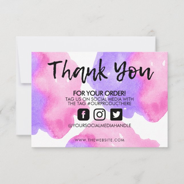Vielen Dank Pink Lila Watercolor Media Insert (Vorderseite)