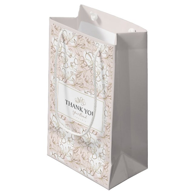 Vielen Dank, Pink personalisierte kleine Papiertas Geschenktüte (Vorderseite Schrägansicht)