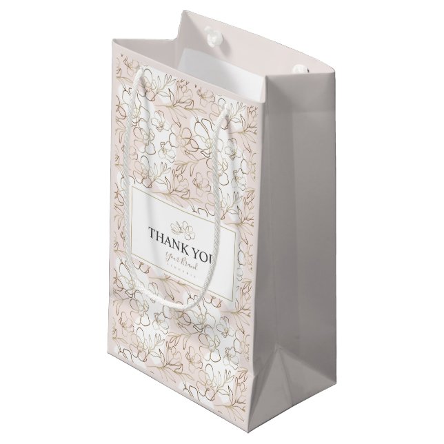 Vielen Dank, Pink personalisierte kleine Papiertas Kleine Geschenktüte (Vorderseite Schrägansicht)