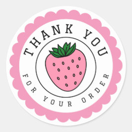 Vielen Dank Pink Strawberry Circle Runder Aufkleber