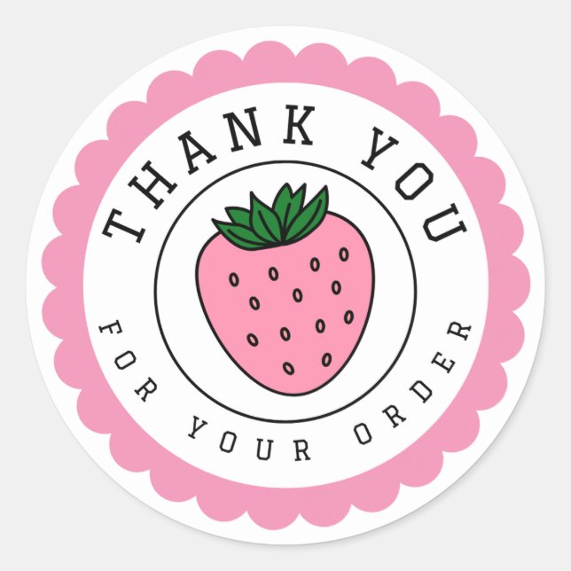 Vielen Dank Pink Strawberry Circle Runder Aufkleber (Vorderseite)