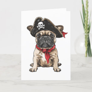 Vielen Dank, Pirate French Bulldog Skull Crossbone Dankeskarte