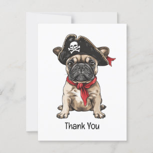 Vielen Dank, Pirate French Bulldog Skull Crossbone Postkarte