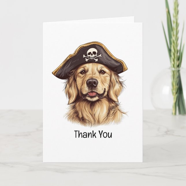 Vielen Dank Pirate Golden Retriever Dog Skull Dankeskarte (Vorderseite)