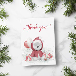 Vielen Dank Polar Bear Santa Christmas Baby Dusche Mitteilungskarte