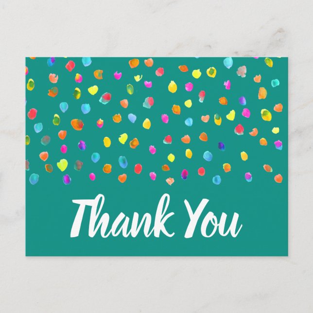 Vielen Dank Polka dot boho Wasserfarbenkunst Zitat Postkarte (Vorderseite)