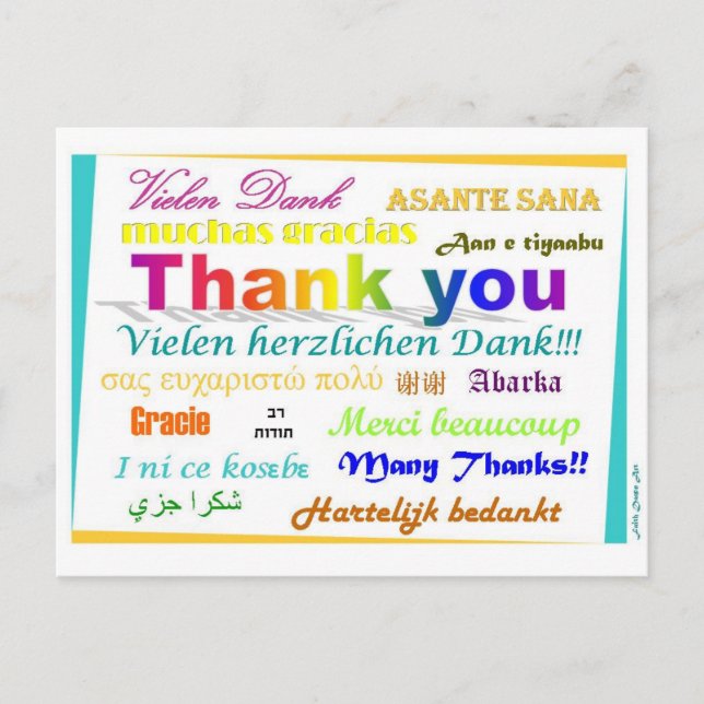 Vielen Dank Postcard - mehrsprachig Postkarte (Vorderseite)