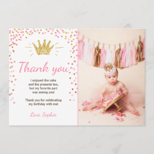 Vielen Dank, Princess Birthday Gold Pink Dankeskarte