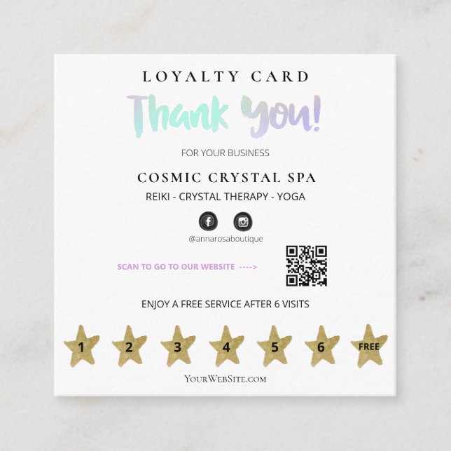 *~* Vielen Dank QR Belohnung Pastel Flat Loyalty C Treuekarte (Vorderseite)