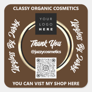 Vielen Dank, QR Code Logo Gold Brown Quadratischer Aufkleber