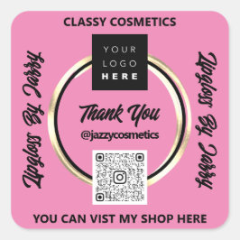 Vielen Dank QR Code Logo Golden Circle Pink Quadratischer Aufkleber