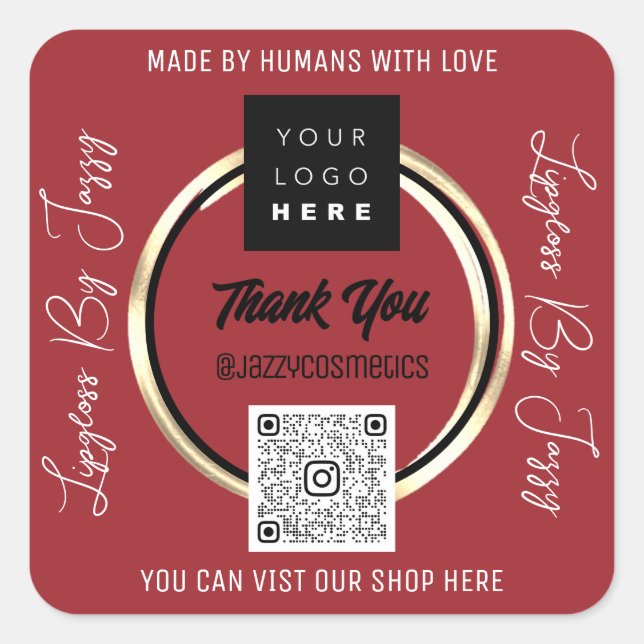 Vielen Dank QR Code Logo Scan Me Rose Quadratischer Aufkleber (Vorderseite)