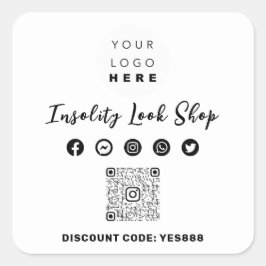 Vielen Dank, QR CODE Logodiskontcode Schwarz-weiß Quadratischer Aufkleber