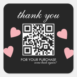Vielen Dank QR-Code Skript Pink Floating Hearts Quadratischer Aufkleber