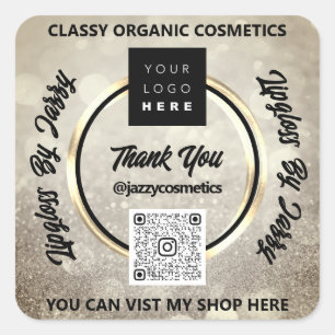 Vielen Dank QR-Logo Smoky Glitzer Quadratischer Aufkleber
