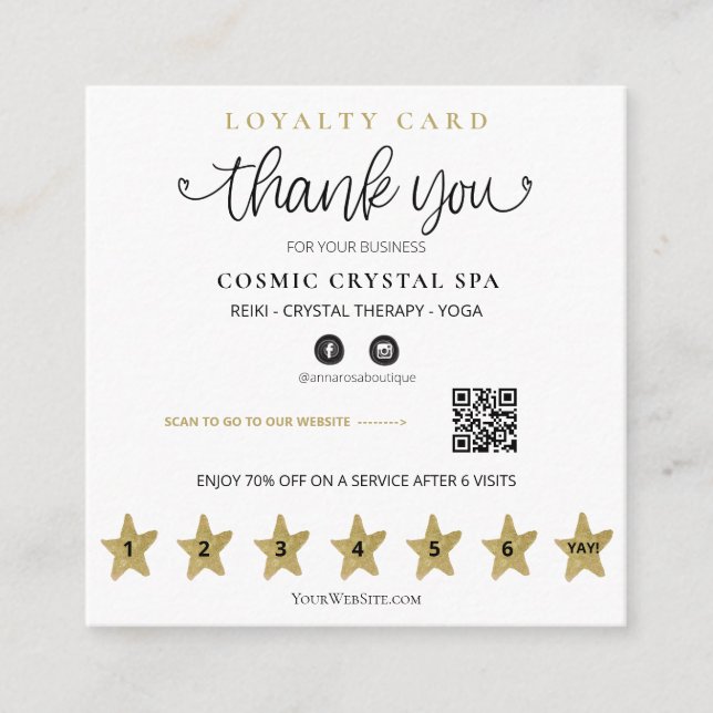 *~* Vielen Dank QR Prämien Gold Stars Treuekarte (Vorderseite)