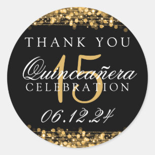 Vielen Dank Quinceanera Birthday Party Glitzern Go Runder Aufkleber