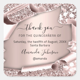 Vielen Dank QUINCEAÑERA Sweet 16. Rose Square Stic Quadratischer Aufkleber