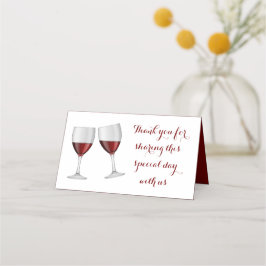 Vielen Dank Red Burgundy Wine Glasses Wedding Platzkarte