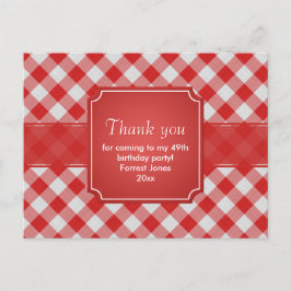 Vielen Dank Red Gingham Karos Pattern Geometric Postkarte