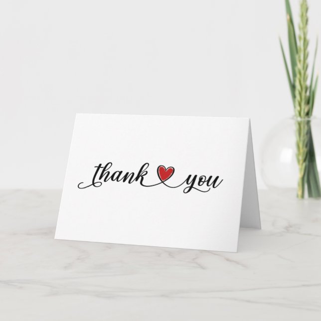 Vielen Dank, Red Heart on White Dankeskarte (Vorderseite)