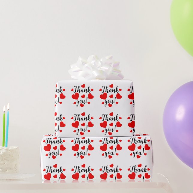 Vielen Dank Red Hearts Geschenkpapier (Partygeschenke)