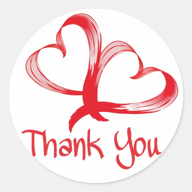 Vielen Dank Red Hearts Liebe Stickers (Vorderseite)