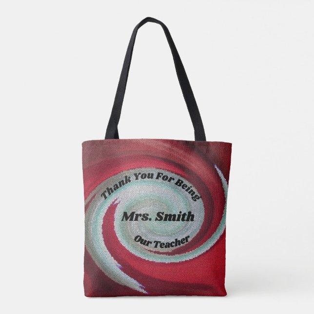 Vielen Dank Red Swirl Artistic Teacher Wertschätzu Tasche (Rückseite)