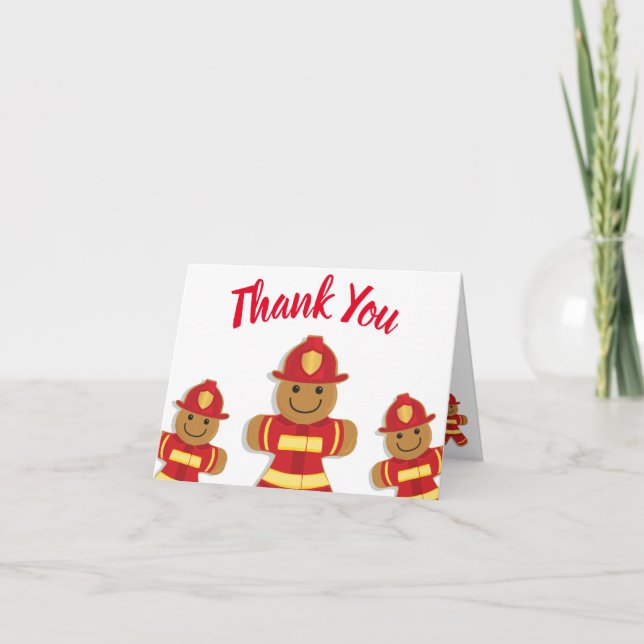 Vielen Dank Red White Gingerbrot Feuerwehr Dankeskarte (Vorderseite)