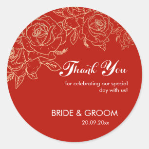 Vielen Dank, Red & White Wedding Runder Aufkleber