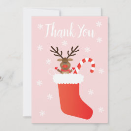 Vielen Dank Reindei in einem Weihnachtsroten Strum Dankeskarte