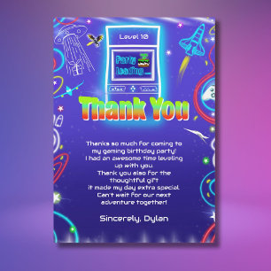 Vielen Dank Retro Arcade Power Up Gaming Geburtsta Dankeskarte