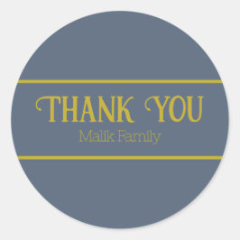 Vielen Dank Retro Blue Solid Color Personalize Runder Aufkleber